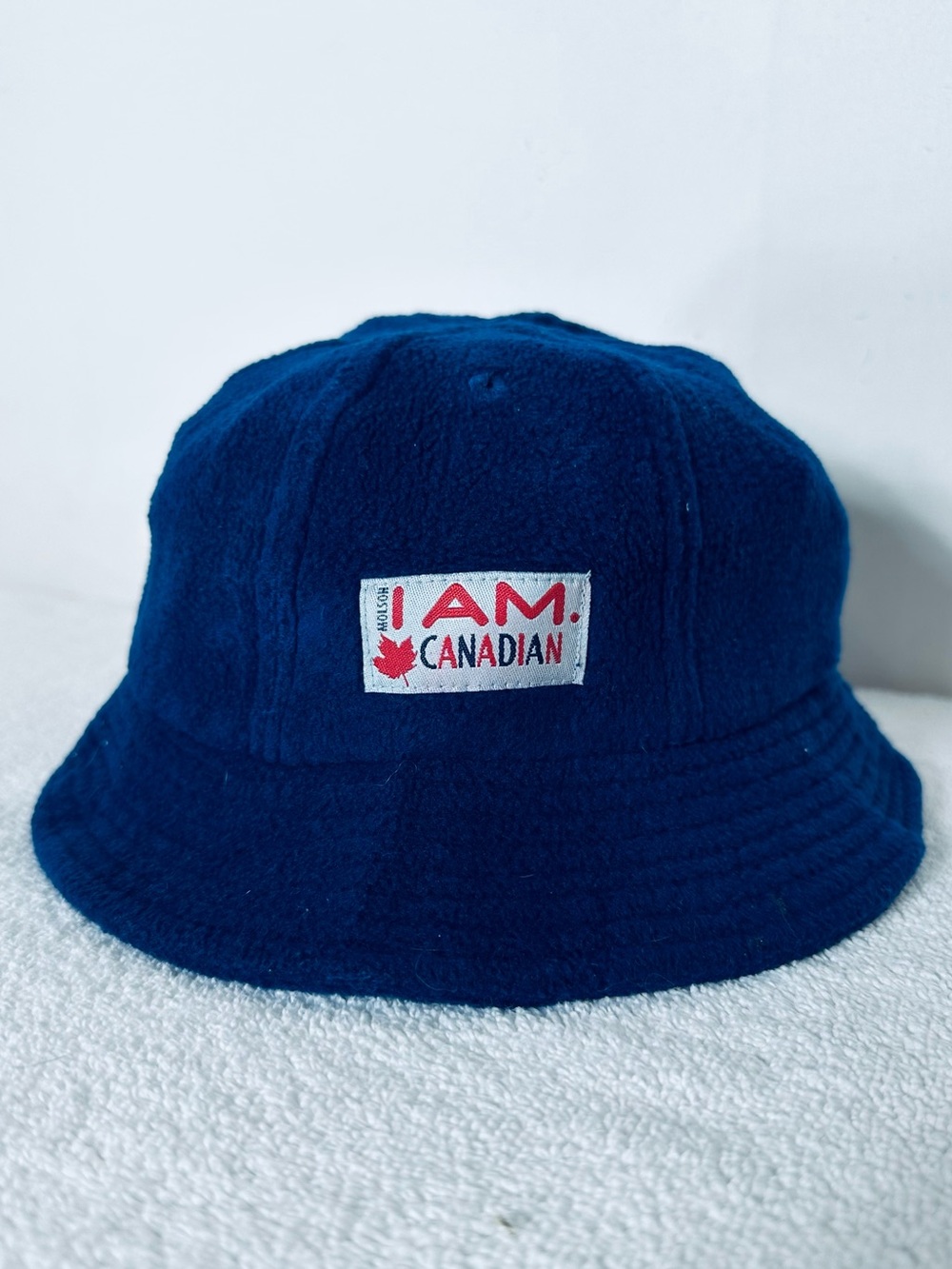 Vintage Y2K Molson Canadian Blue I Am Canadian Fleece Bucket Hat